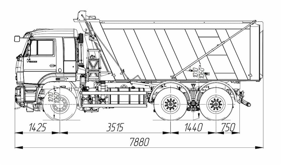 Габаритный чертёж КАМАЗ-6520